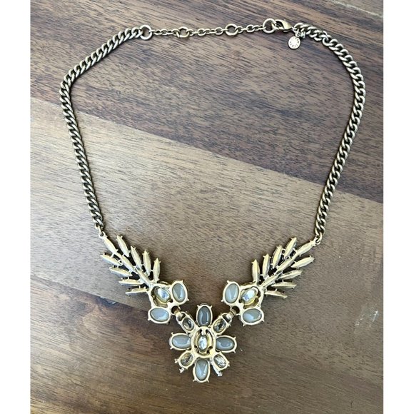 J Crew Tiered Bib Statement Winged Statement Necklace in Matte Brushed Gold - Picture 8 of 11